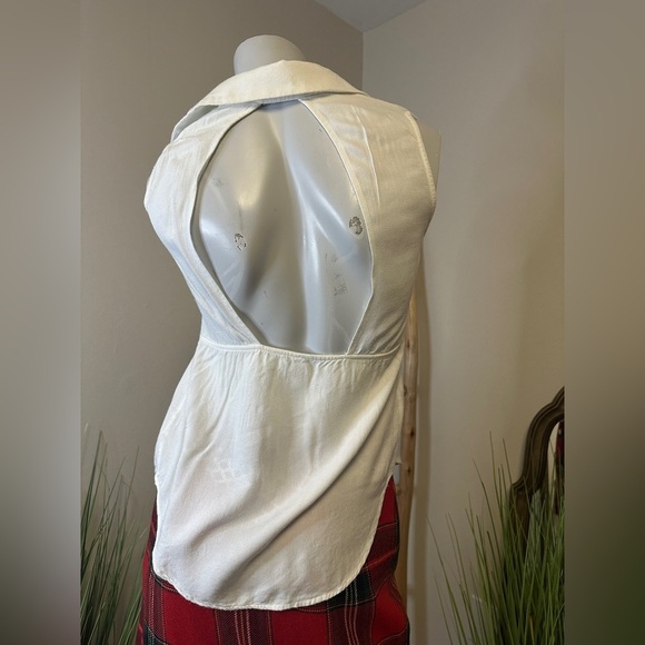 Elodie Sleeveless Open Back White Collar Shirt XS - Picture 1 of 4